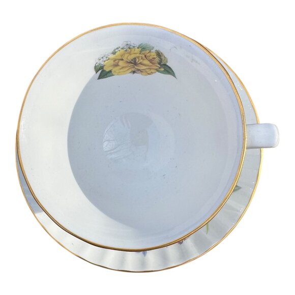 Crown Staffordshire Fine Bone China Floral Teacup & Saucer Set Victorian England - Picture 6 of 13